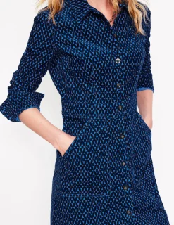Petite Dresses | Dresses & Jumpsuits-Boden Flora Cord Shirt Dress-Blue, Diamond Trellis Blue,DiamondTrellis