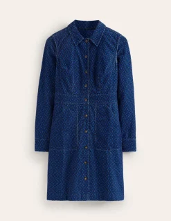 Petite Dresses | Dresses & Jumpsuits-Boden Flora Cord Shirt Dress-Blue, Diamond Trellis Blue,DiamondTrellis