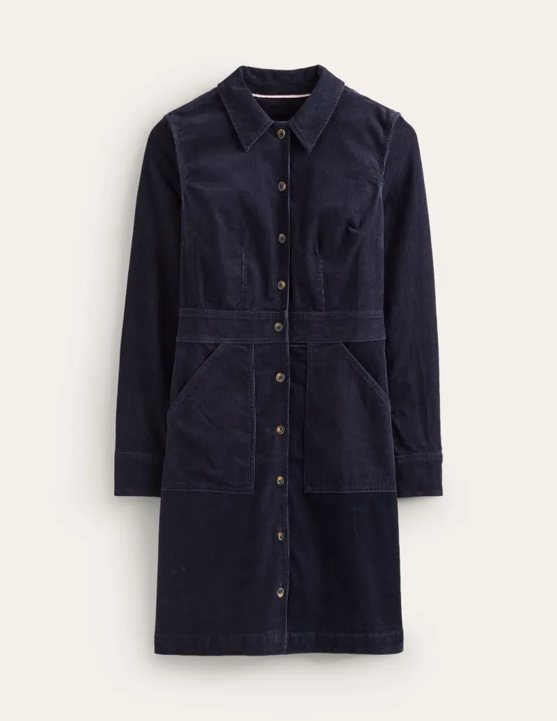 Petite Dresses | Dresses & Jumpsuits-Boden Flora Cord Shirt Dress- Navy