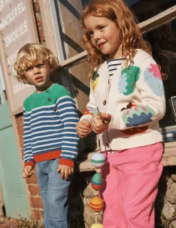 Sweaters & Cardigans-Boden Flora Fun V-Neck Cardigan-Ecru Marl Strawberries EcruMarlStrawberries