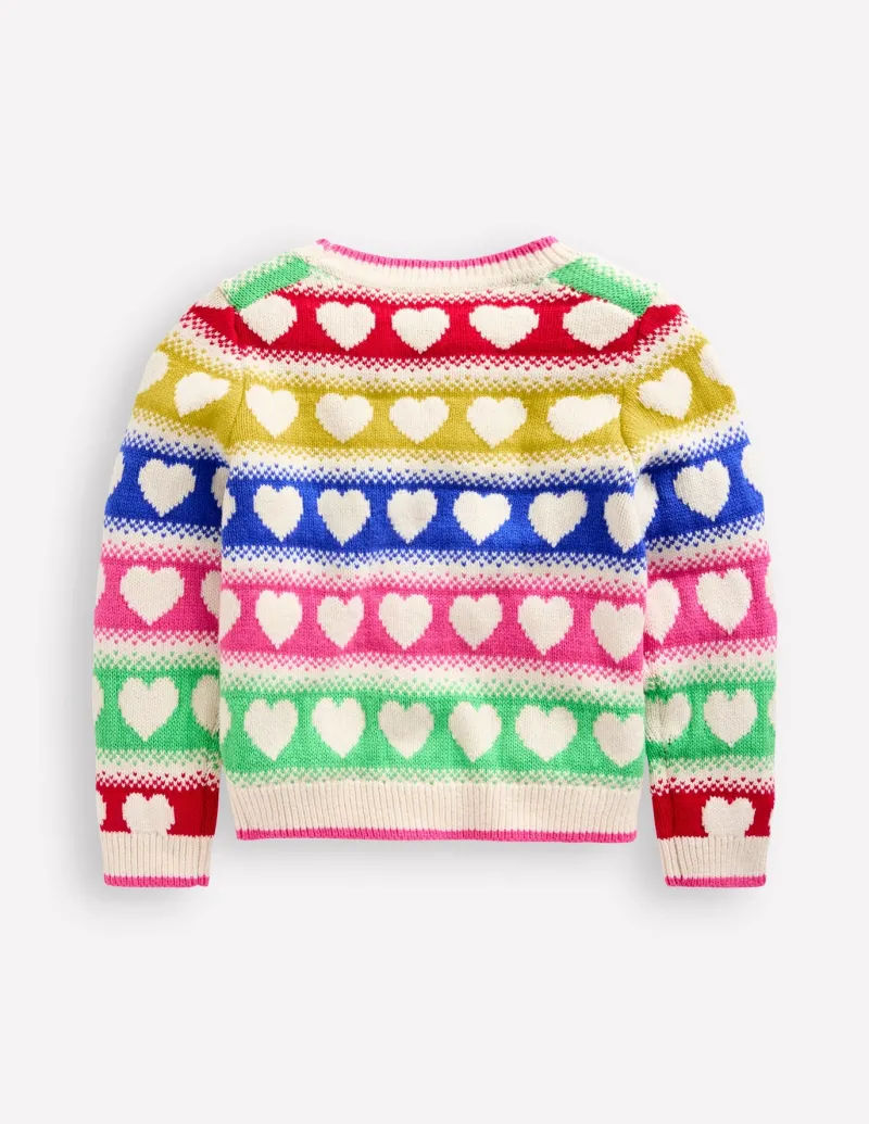 Sweaters & Cardigans-Boden Flora Fun V-Neck Cardigan-Rainbow Hearts RainbowHearts