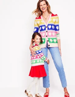 Sweaters & Cardigans-Boden Flora Fun V-Neck Cardigan-Rainbow Hearts RainbowHearts