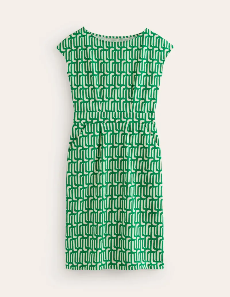 Petite Dresses | Short-Boden Florrie Jersey Dress-Rich Emerald, Falling Geo RichEmerald,FallingGeo