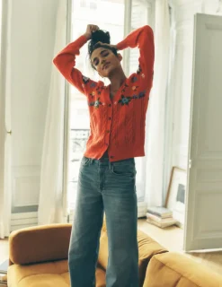 Sweaters & Cardigans-Boden Fluffy Embroidered Cardigan-Firecracker Red FirecrackerRed