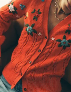 Sweaters & Cardigans-Boden Fluffy Embroidered Cardigan-Firecracker Red FirecrackerRed