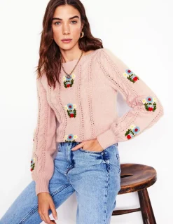 Sweaters & Cardigans-Boden Fluffy Embroidered Sweater-Soft Lavender Pink SoftLavenderPink