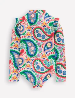 Swimwear & Beachwear-Boden Frill Long Sleeved Swimsuit-Ivory Paisley IvoryPaisley