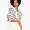 T-Shirts & Tanks | Tops & Blouses-Boden Frill Neck Breton Top-Ivory, Navy Ivory,Navy