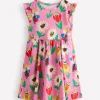 Dresses-Boden Frill Sleeve Jersey Dress-Sugared Lilac Spring Garden SugaredLilacSpringGarden