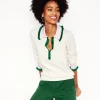 Sweaters & Cardigans-Boden Frilled Cotton Blend Sweater-Warm Ivory/ Soft Lavender Pink WarmIvory/SoftLavenderPink