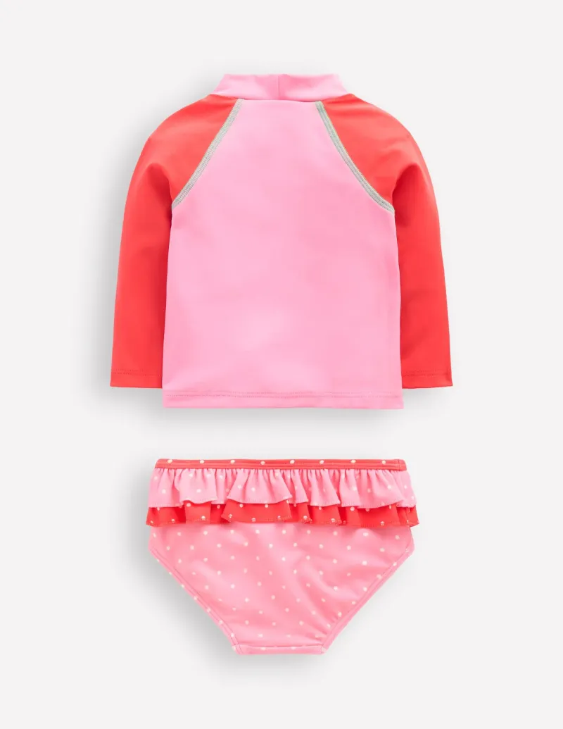 Swimwear & Beachwear-Boden Frilly Rash Vest Set-Bubblegum Pink Strawberry BubblegumPinkStrawberry