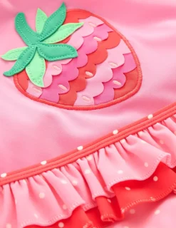 Swimwear & Beachwear-Boden Frilly Rash Vest Set-Bubblegum Pink Strawberry BubblegumPinkStrawberry