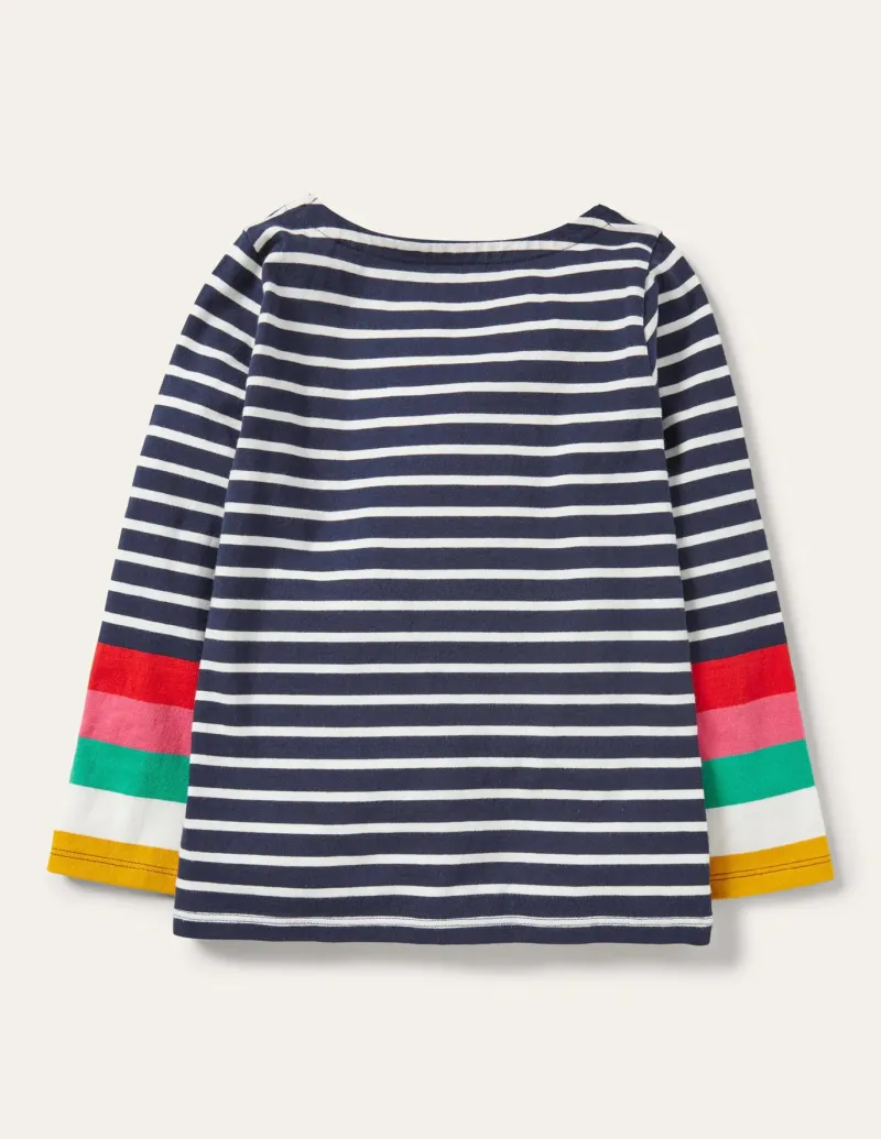 Tops & T-Shirts-Boden Fun Breton-Ivory/Starboard Navy Rainbow Ivory/StarboardNavyRainbow