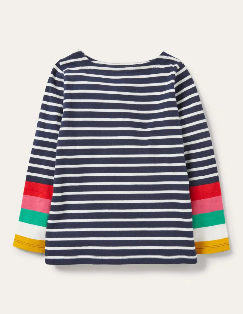 Tops & T-Shirts-Boden Fun Breton-Ivory/Starboard Navy Rainbow Ivory/StarboardNavyRainbow