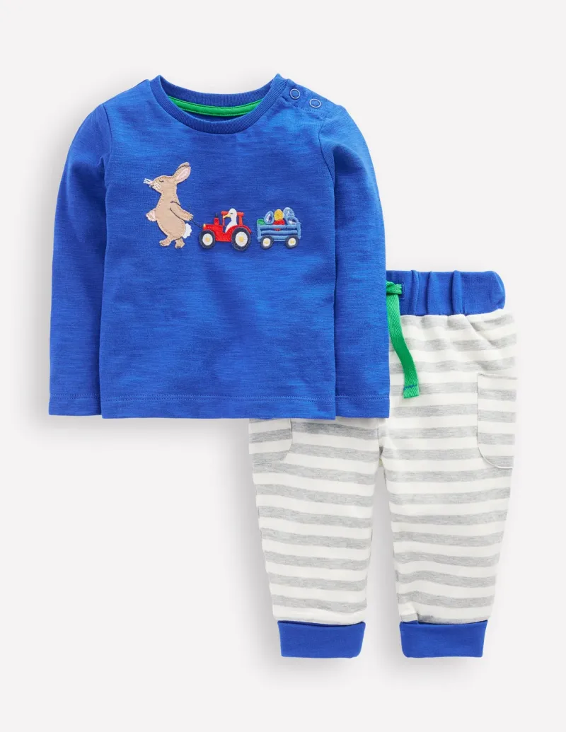Playsuits & Rompers-Boden Fun Jersey Play Set-Bright Blue Bunny BrightBlueBunny