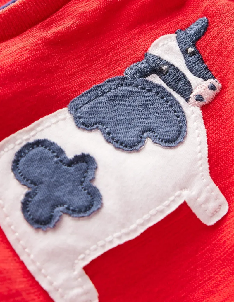 Playsuits & Rompers-Boden Fun Jersey Play Set-Poppy Red Cow PoppyRedCow
