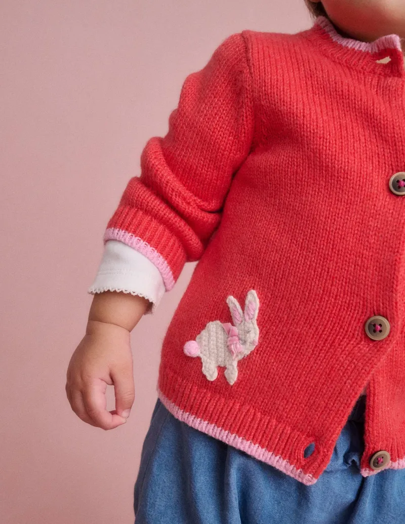 Sweaters & Cardigans-Boden Fun Logo Cardigan-Jam Red Bunnies JamRedBunnies