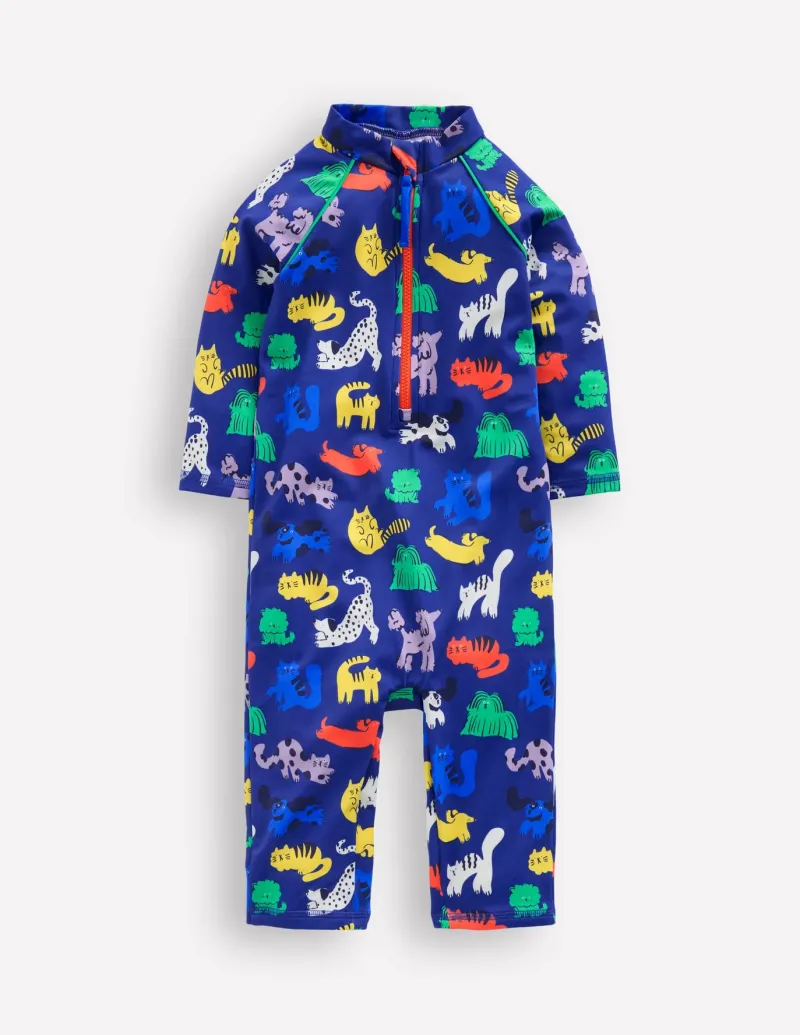 Swimwear & Beachwear-Boden Fun Sun Safe Surfsuit-Sapphire Blue Rainbow Pets SapphireBlueRainbowPets