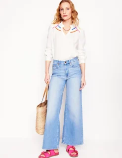 Tops & Blouses-Boden Grace Linen Top-White, Multi Stitch White,MultiStitch