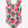 Swimwear & Beachwear-Boden Hallie Frill Strap Swimsuit-Misty Blue Strawberry MistyBlueStrawberry