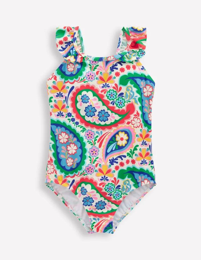 Swimwear & Beachwear-Boden Hallie Frill Strap Swimsuit-Ivory Paisley IvoryPaisley