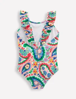 Swimwear & Beachwear-Boden Hallie Frill Strap Swimsuit-Ivory Paisley IvoryPaisley