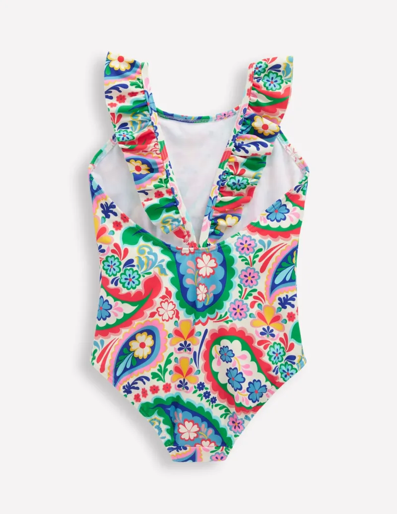 Swimwear & Beachwear-Boden Hallie Frill Strap Swimsuit-Ivory Paisley IvoryPaisley
