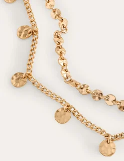Jewelry-Boden Hammered Disk Layered Necklace- Gold