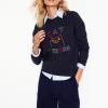 Tops & Blouses | Nightwear & Lougewear-Boden Hannah Embroidered Sweatshirt-Navy, Conversational Navy,Conversational