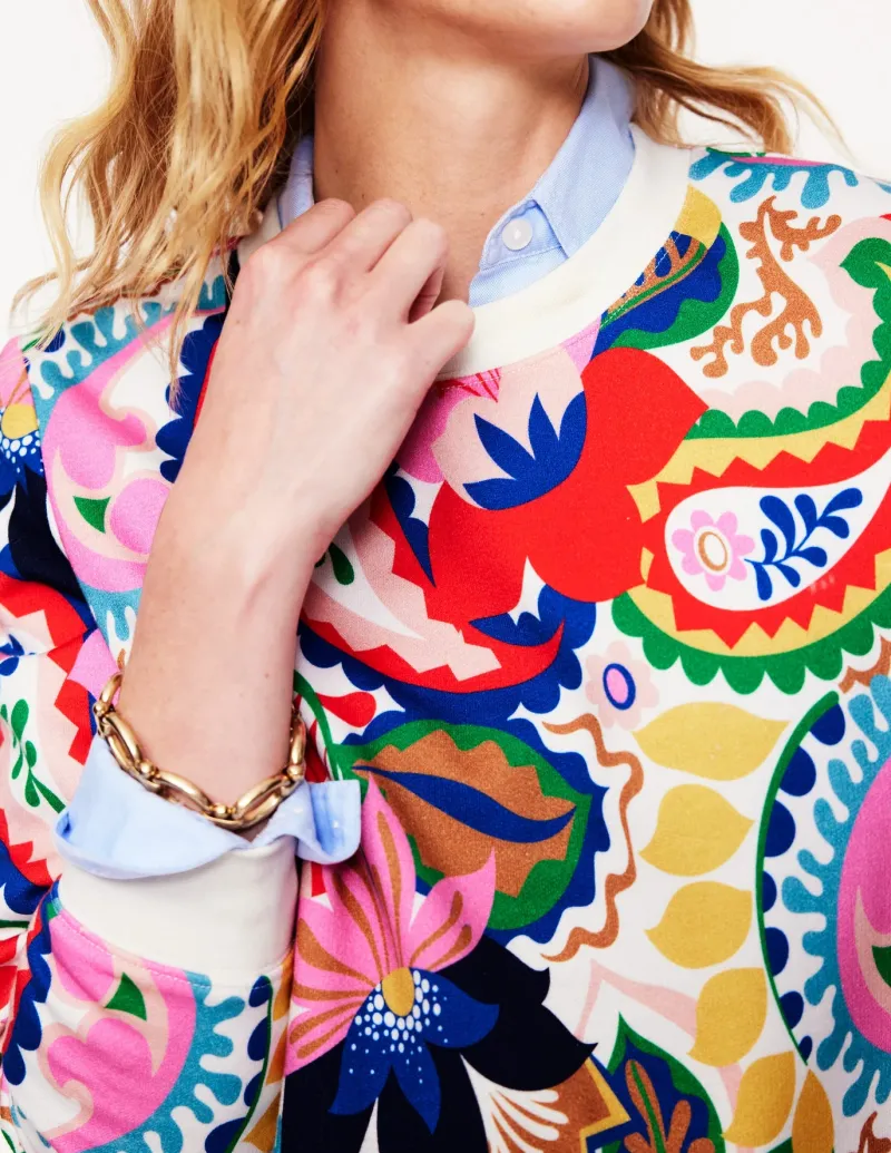 Nightwear & Lougewear | Tops & Blouses-Boden Hannah Printed Sweatshirt-Multi, Botanical Paisley Multi,BotanicalPaisley