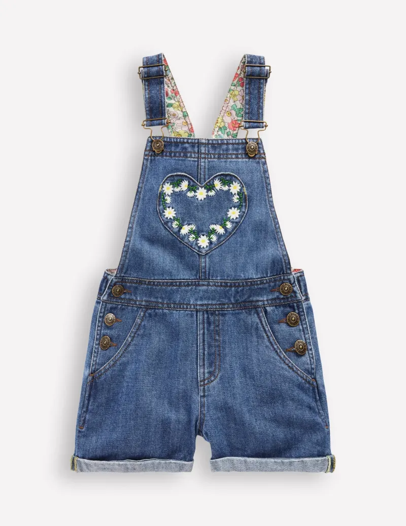 Pants & Jeans | Dresses-Boden Heart Pocket Short Dungarees-Vintage Embroidered Daisy VintageEmbroideredDaisy