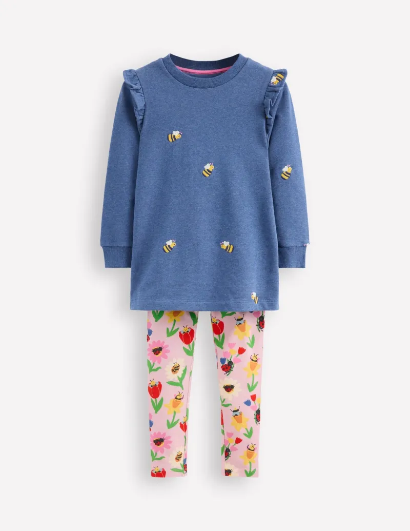 Sweatshirts & Hoodies | Tunics-Boden Heart Pocket Tunic Set-Blue Marl Bees BlueMarlBees