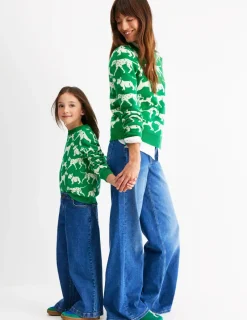Sweaters & Cardigans-Boden Heather Jacquard Sweater-Sapling Green, Dogs SaplingGreen,Dogs