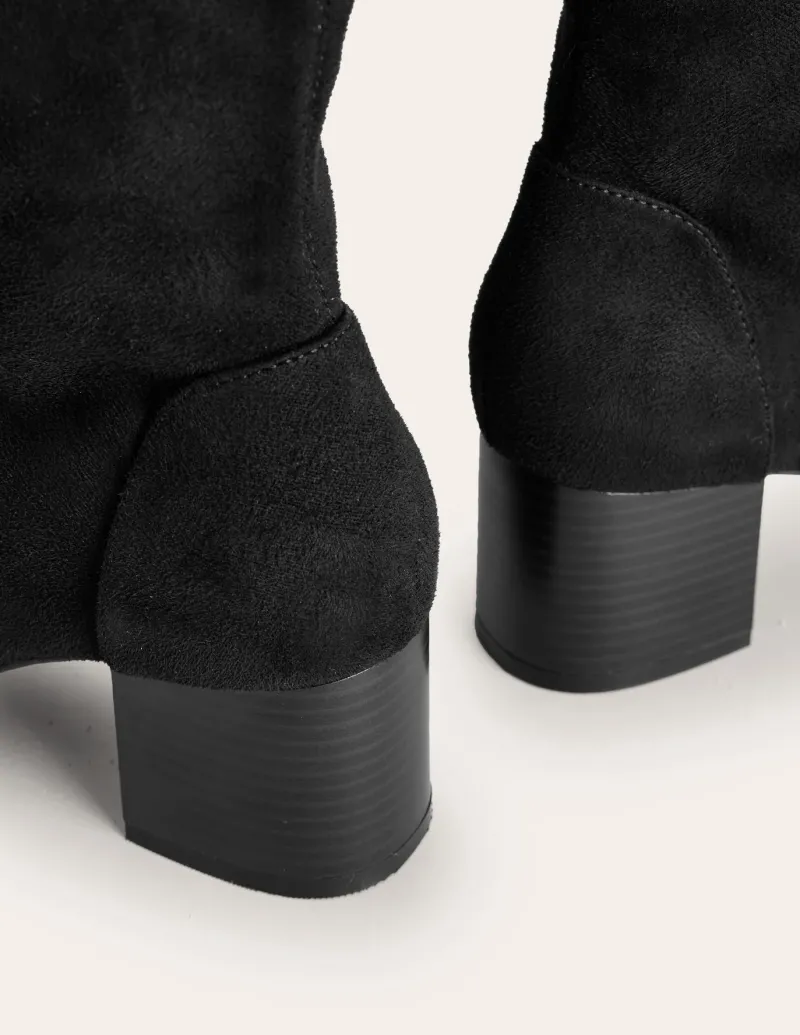 Heels | Boots-Boden Heeled Stretch Knee Boots- Black