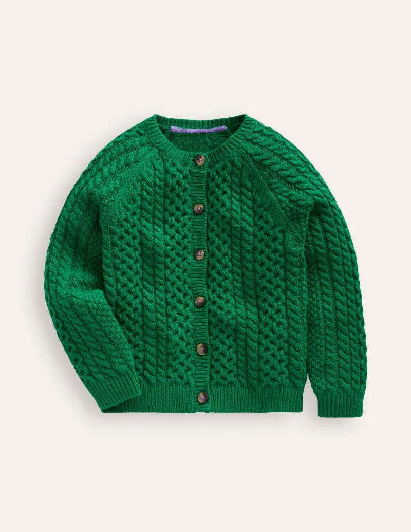 Sweaters & Cardigans-Boden Heritage Cable Cardigan-Deep Green DeepGreen