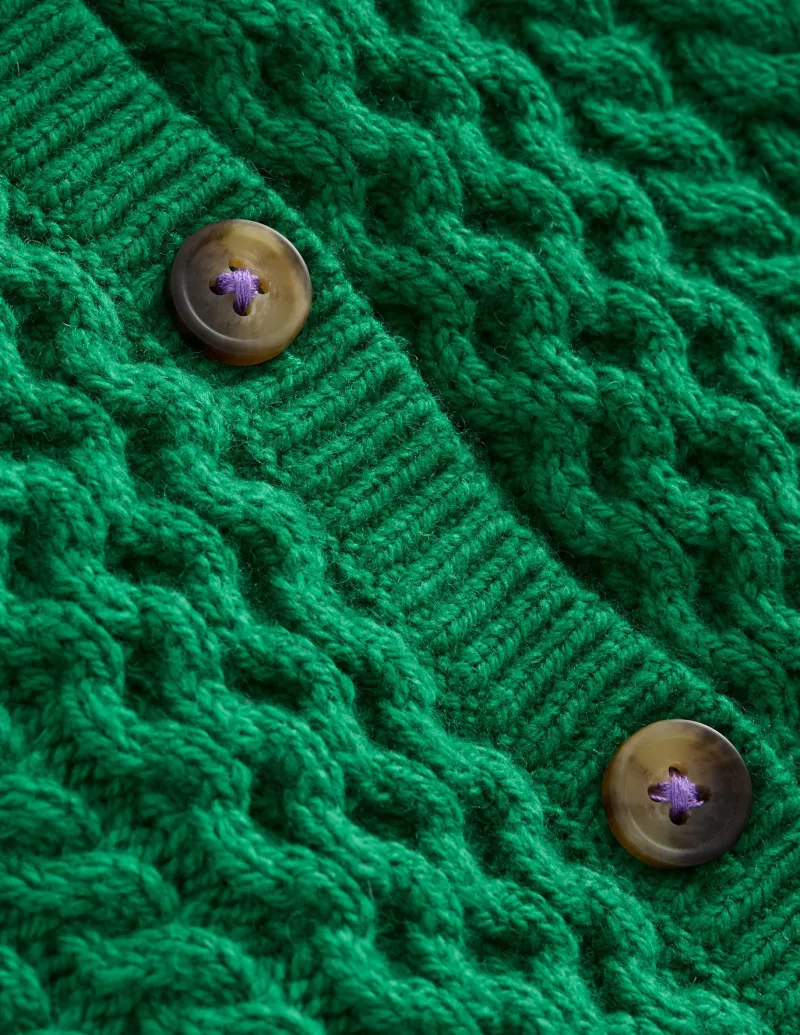Sweaters & Cardigans-Boden Heritage Cable Cardigan-Deep Green DeepGreen