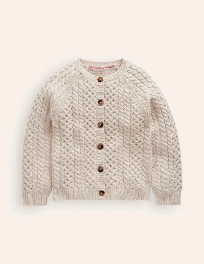 Sweaters & Cardigans-Boden Heritage Cable Cardigan- Ecru