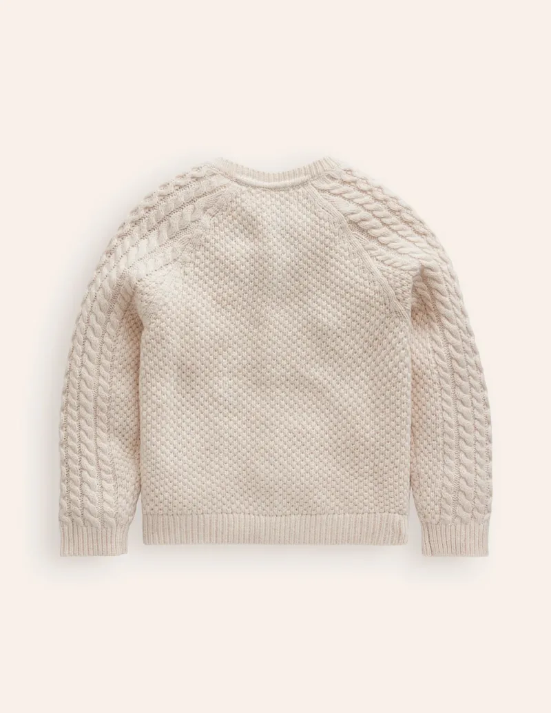 Sweaters & Cardigans-Boden Heritage Cable Cardigan- Ecru