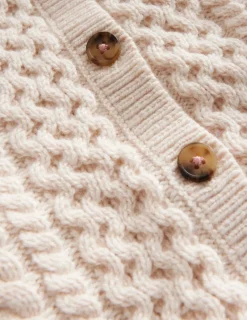 Sweaters & Cardigans-Boden Heritage Cable Cardigan- Ecru