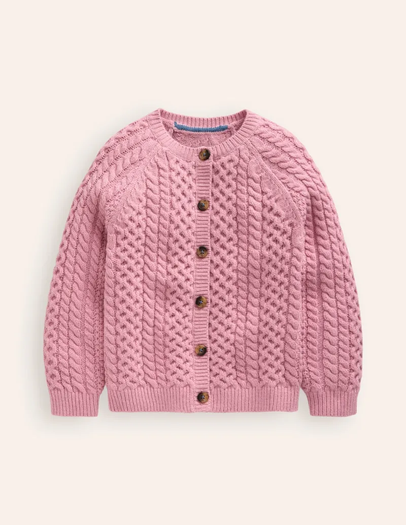 Sweaters & Cardigans-Boden Heritage Cable Cardigan-Vintage Pink VintagePink