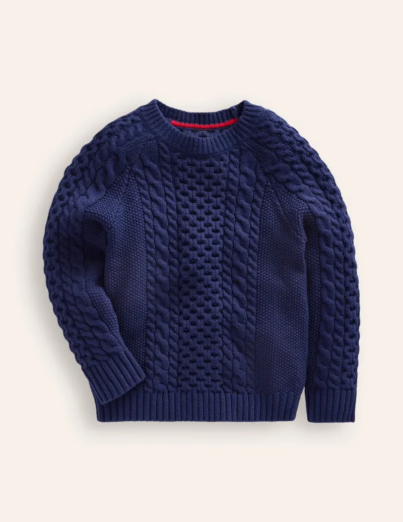 Sweaters & Cardigans-Boden Heritage Cable Sweater-College Navy CollegeNavy