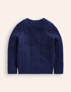 Sweaters & Cardigans-Boden Heritage Cable Sweater-College Navy CollegeNavy