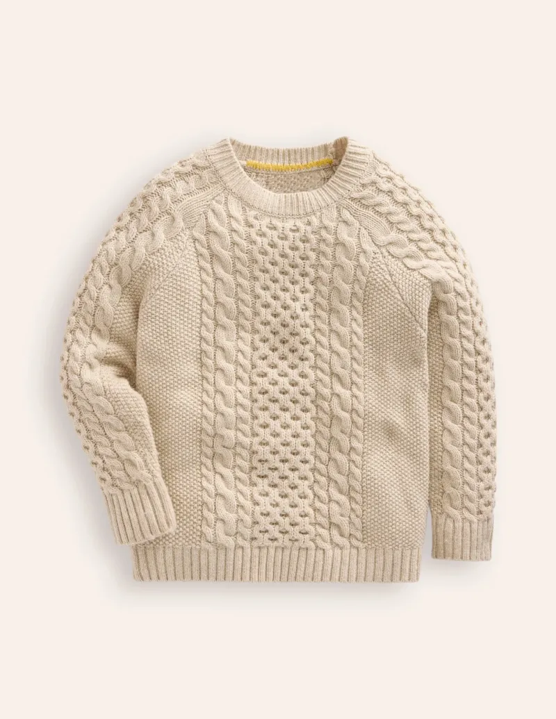 Sweaters & Cardigans-Boden Heritage Cable Sweater- Ecru