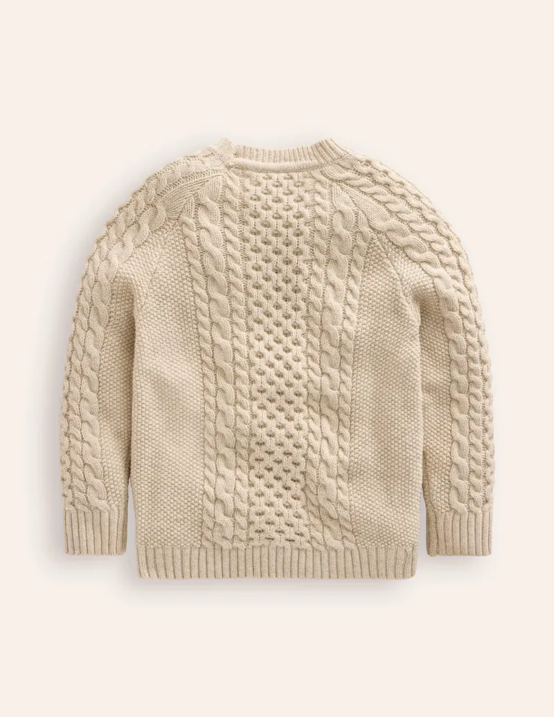 Sweaters & Cardigans-Boden Heritage Cable Sweater- Ecru