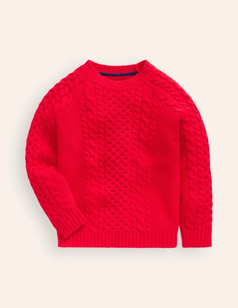 Sweaters & Cardigans-Boden Heritage Cable Sweater-Poppy Red PoppyRed