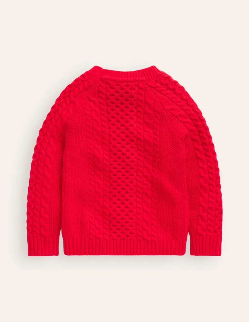 Sweaters & Cardigans-Boden Heritage Cable Sweater-Poppy Red PoppyRed