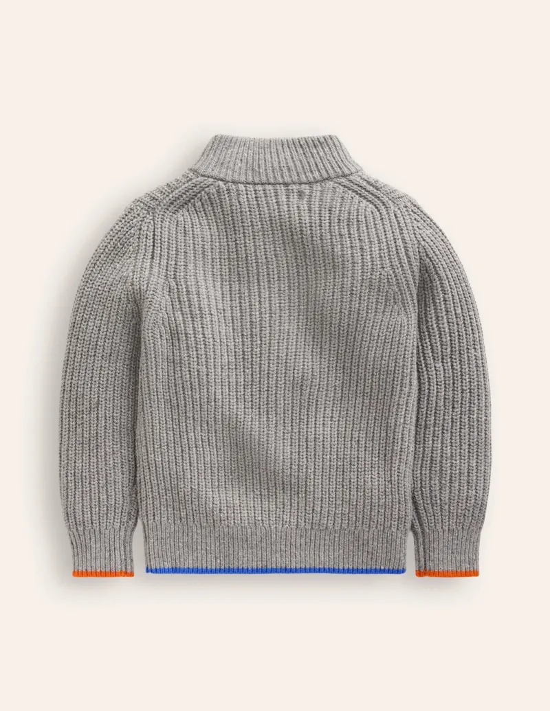 Sweaters & Cardigans-Boden Heritage Half-Zip Sweater-Grey Marl GreyMarl