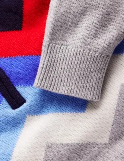 Sweaters & Cardigans-Boden Heritage Half-Zip Sweater-Grey Marl Chevron GreyMarlChevron