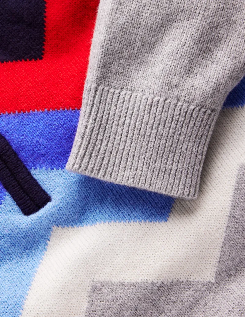 Sweaters & Cardigans-Boden Heritage Half-Zip Sweater-Grey Marl Chevron GreyMarlChevron