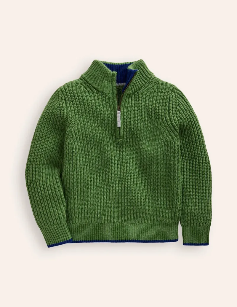 Sweaters & Cardigans-Boden Heritage Half-Zip Sweater-Iguana Green IguanaGreen
